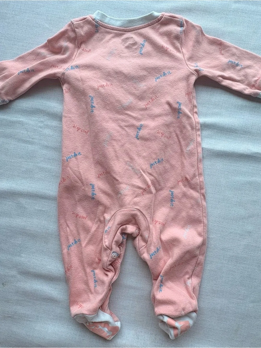 Nike Baby Girls Footed Sleeper 3-6 Months Pink Just Do It Logo